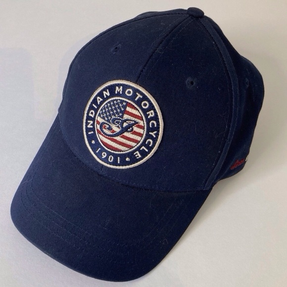 Indian Motorcycle Other - Indian Motorcycles 1901 US Flag Logo, Navy Blue Baseball Hat, Strap Back